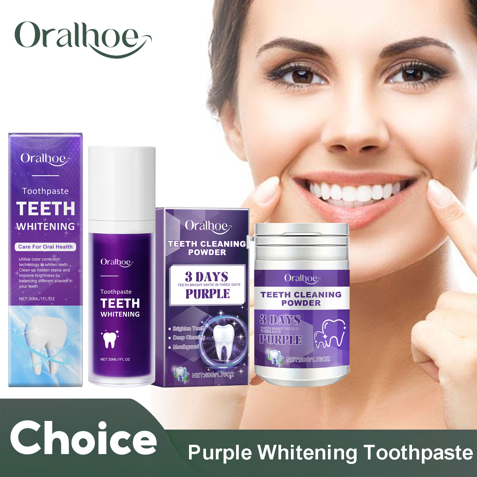 Teeth Whitening App - Purple Corrector Teeth Whitening Toothpaste Deep